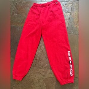 TOMMY HILFIGER Red Logo Sweatpants S pockets elastic waist excellent shape soft